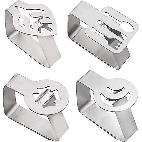 4 Pcs Pinces de nappe, Support de nappe en acier inoxydable, Pince de nappe de 4 formes pour restaurant (1/5)