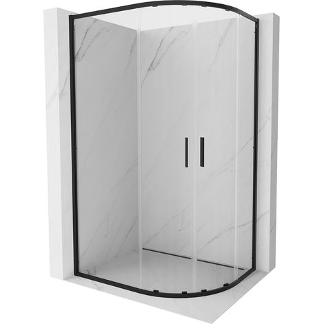 Mexen Exo Halbkreis-Duschkabine asymmetrisch, schiebbar 100 x 80 cm, transparent, schwarz - 8132-100-080-70-00 (1/5)