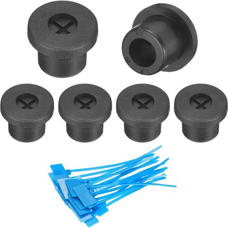6Pcs Passe-Câble, 3/8"(10mm) O-Ring En Caoutchouc Pour Bureau Couverture De Trou De Passage Avec Attaches-Câble Marquées Pour Protection De Câbles Bureau Domicile, Noir (1/5)