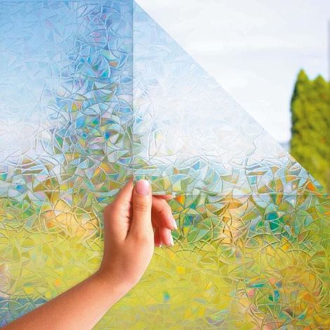 Regenbogenfarbene Sichtschutzfolie [45 x 200 cm] Elektrostatische Fensterfolie, blickdicht und selbstklebend (1/4)