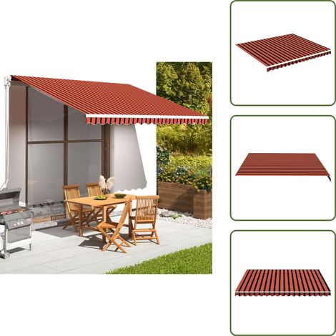 Markisenbespannung Orange und Braun 4x3,5 m - Markisenstoff - Sonnenschutz - Outdoor Dekoration - Gartenbedarf - Markise (1/5)