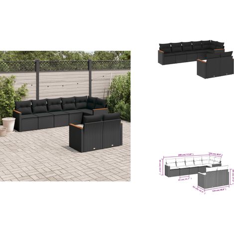 8-tlg. Garten-Sofagarnitur mit Kissen Schwarz Poly Rattan - Gartenmöbel - Rattan Möbel - Outdoor Sofa - Lounge Set - Esstischgarnitur (1/3)