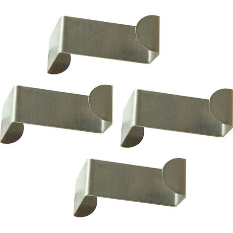 Lot de 4 crochets de porte en acier inoxydable, sans perçage, résistants à la rouille, multifonctionnels pour armoire ou porte, fixation facile. (1/5)