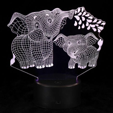 Lampe LED éléphant 3D compatible avec les veilleuses, 1 pièce, pour bureau ou soirée. (1/5)