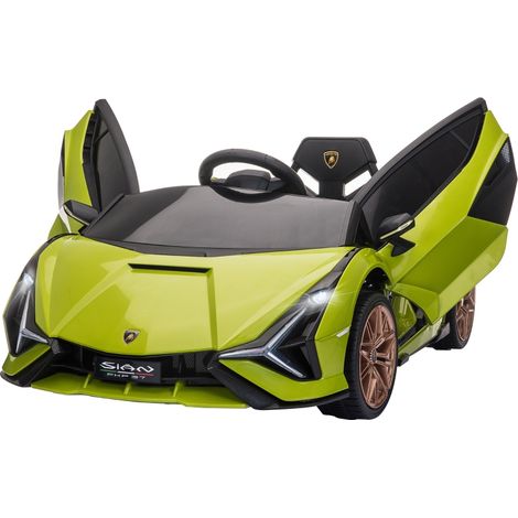 Lamborghini Sian Licensed 12V Kids Electric Ride On Car 2 Motors Toy Car with Remote Control Music Lights MP3 for 3-5 Years Green