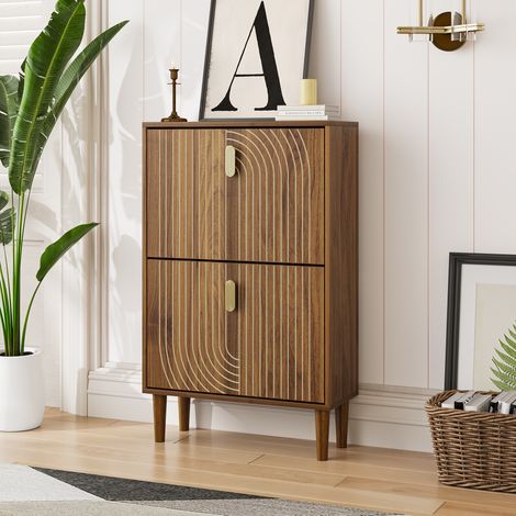 Scarpiera con 2 ante ribaltabili, marrone, larghezza 60 cm (1/5)