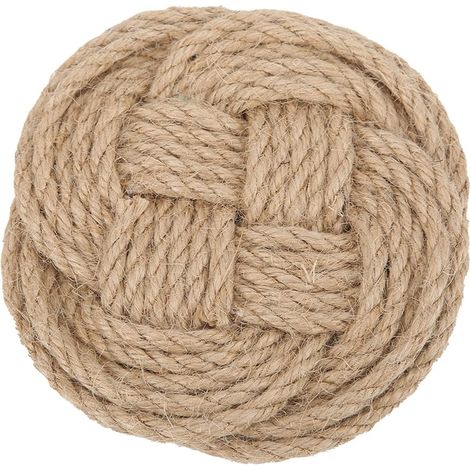 Non-slip jute woven trivet, modern thickened thermal insulation, brown coasters for cups, plates, pans, dining room, kitchen (Brown, Round) (1/5)