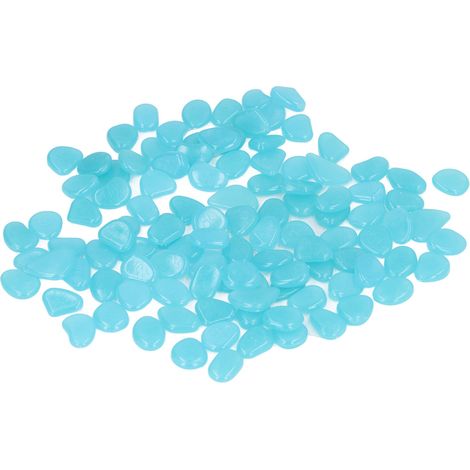 Pierres lumineuses d'extérieur, galets fluorescents colorés pour allées et chemins de jardin sombres, 200/sac, bleu clair (1/5)