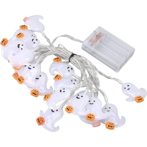 Guirlande lumineuse Halloween 3m, LED fantôme – modes fixe et clignotant, lumière chaude (1/5)
