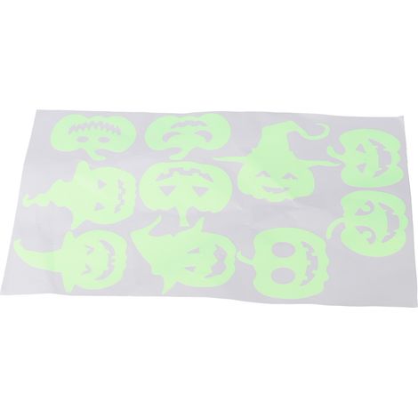 Sticker mural fluorescent d'Halloween, autocollant décoratif à motif de citrouille et sorcière (1/5)