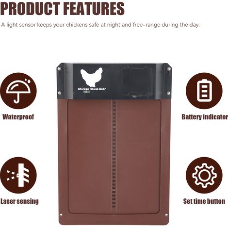 Porte de Poulailler Automatique à Détecteur de Lumière pour Nid de Poules (1/5)
