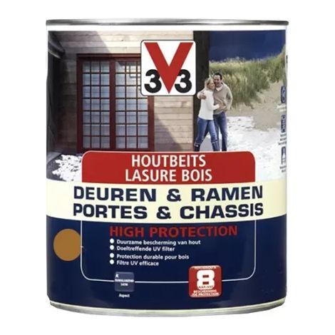 V33 Lasure Portes et chassis 8ans High protection Chêne Moyen 0,75 L (1/2)