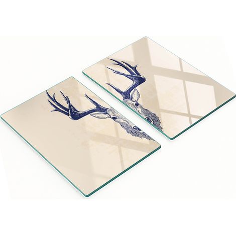 Taglieri decorativi in vetro temperato con testa di cervo, 2x40x52 cm (1/5)