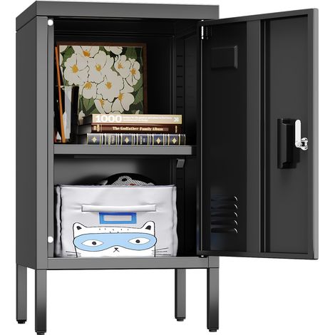 AOBABO Aktenschrank Büroschrank Abschließbar, Pulverbeschichtung, 35×30×60 cm, Schwarz (1/5)