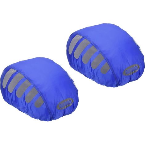 Housse de pluie pour casque, bleue, 2 pièces, imperméable, réfléchissante, unisexe, pour les activités de plein air-AquaForge (1/5)