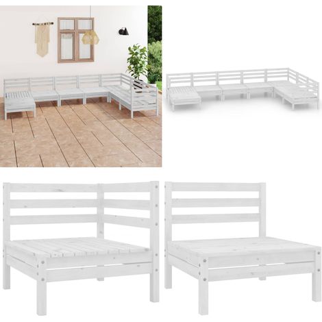 8-tlg. Garten-Lounge-Set Massivholz Kiefer Weiß - Outdoor Lounge Set - Gartenmöbel - Holzmöbel - Kiefernholz - Sitzgruppe - Home & Living
