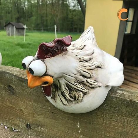 Sculpture de jardin de poulet aux grands yeux, statue de poulet pour pelouse type C (1/5)