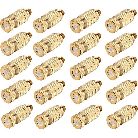 Misting Nozzle - Brass - 0.4 mm Orifice - UNC 10/24 Thread - For Outdoor Cooling System Garden Greenhouse - 20 Pieces (1/4)