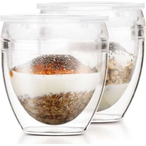 Set 2 Becher - BODUM - Pavina To Go - Doppelte Wand Kunststoff - Hermetischer Deckel - 20 cl - Transparent (1/3)
