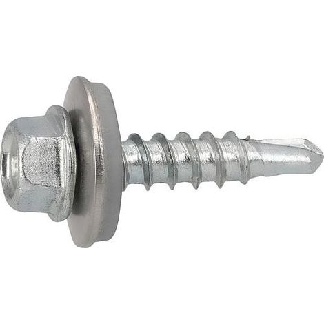 Vis autoforeuse à tête hexagonale MFI Twistec, type E, A2 acier inoxydable 5,5x50 mm avec rondelle d'étanchéité