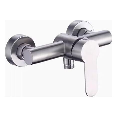 Robinet de douche inverseur 4 points en acier inoxydable brossé, robinet de salle de bain mural pour baignoire, douche, bidet, pour usage intérieur et extérieur,argent (1/4)