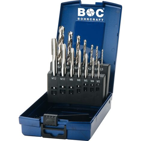 Juego de machos máquina DIN 371/376-B HSS-E +brocas ABS MGB14G-K // M3-M12 /14-uds.  Bohrcraft 41421330014
