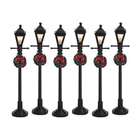 Lemax Set 6 Gas Lantern Street 64499 Villaggio Di Natale