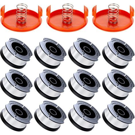 FENOPLASTICA12 Pack Bobine Fil Coupe Bordure Compatible avec Black et Decker Coupe Bordures, A6481 A6485 1.65mm Bobine de Fil Debroussailleuse(12 Fil Coupe Bordure,3 Couvercle,3 Ressort) (1/5)