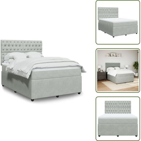 Colchón ensacado - vidaXL Cama box spring con colchón terciopelo gris claro 160x200 cm - Cama de muelles