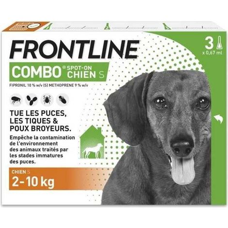 FRONTLINE 3 Pipettes antiparasitaires COMBO Chien - 2 a 10 kg - Puces, tiques, poux broyeurs