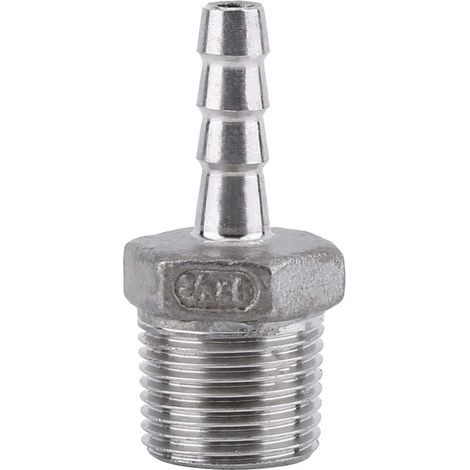 Conectores de manguera dentados de acero inoxidable SS304, rosca macho, conector de manguera dentado BSP para conectar mangueras de aire y combustible (3/8" × 6 mm) (1/4)