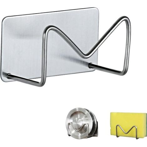 Supporto impermeabile per lavello da cucina,Accessorio da cucina in acciaio inossidabile per scolare e riporre la spugna (argento) (1/5)