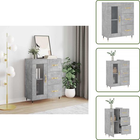 Buffet gris béton 69,5x34x90 cm bois d'ingénierie - Buffet - Meuble De Rangement - Commode - Mobilier - Décoration Intérieure (1/5)