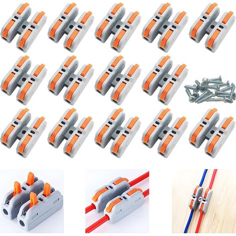 Conectores de cable impermeables IP68 Bloque de terminales de abrazadera de cable rápido (AWG20-12 L/N 2 entradas 2 salidas) Caja de conexiones impermeable para conectores de cable exteriores 2 piezas (1/5)