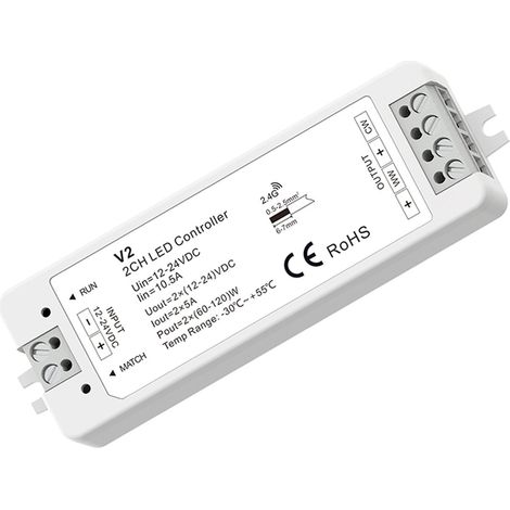 Contrôleur CCT 12-24V DC - 2 canaux - 5A/canal - RF 2.4GHz -