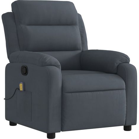 Sillón de relajación TV función masaje reclinable 6 puntos de masaje en terciopelo gris oscuro DEC026967 (1/5)
