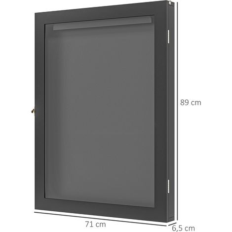 Frame box T-frame cadre pour maillot porte acrylique doublure interne feutre 71 x 6,5 x 89 cm noir (1/5)