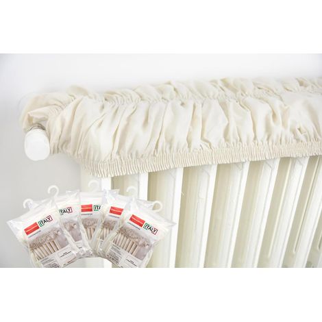 Lot de 5 housses de radiateur élastiques en beige extensibles de 40 à 80 cm Écru pour radiateurs en tissu, couvre-chaleur en tissu, couvre-radiateur en tissu, tissu en coton, 100 % couvre-radiateur (1/4)