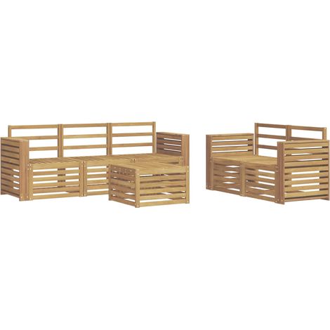 Outdoor Sofa Set 6 pcs White Solid Acacia Wood vidaXL (1/5)