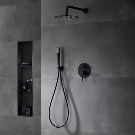Imex - Columna Ducha Empotrada con Grifo Negro Serie Monza