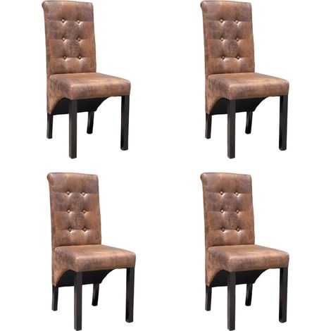 Lot de 4 Chaises à manger,Chaises de salle à manger marron similicuir HH26457 (1/5)