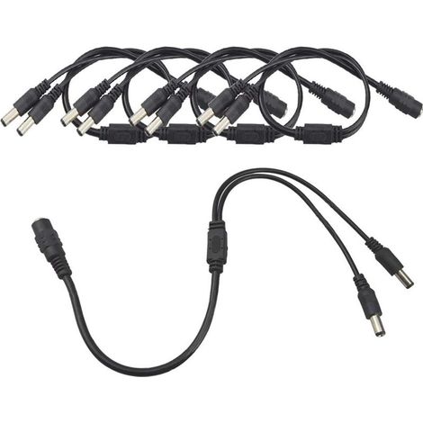 5Pcs Premium DC Power Splitter Cable, 1 Femelle à 2 Mâle CCTV Diviseur Câble, 5.5 X 2.1mm DC Alimentation Répartiteur Câble (1/5)