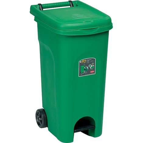 BIDONE URBAN ECO SYSTEM CON PEDALE LT.80- - cm.51x40x79,5h. - verde - 1 pezzi STEFANPLAST (1/3)