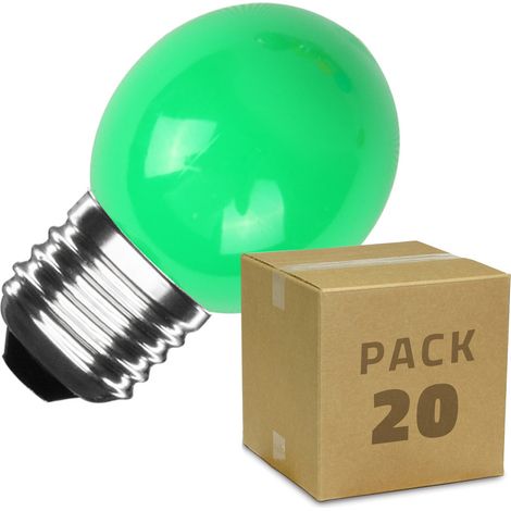 Pack 20 Lampadine LED E27 3W 300 lm G45 Monocolore Verde (1/3)