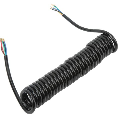Câble d'extension spiralé pour remorque, 3,9 m (12,8 pi), 7 conducteurs en cuivre et polyuréthane, calibre 20 AWG, pour dépanneuse et camping-car. (1/5)