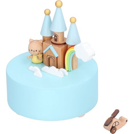 Boîte à musique en forme de château, objet de décoration en bois à poser au salon, à la chambre ou au bureau. (1/5)