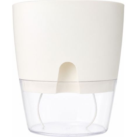 Pot de fleurs en plastique à arrosage automatique, blanc, grand, double paroi transparente amovible pour balcon (1/5)