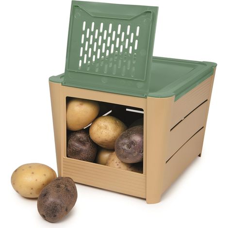 Porte Pommes de Terre et Légumes 3 kg, Boîte de Conservation 25,5 x 20 x 17,5 cm, Garde Pommes de Terre (1/5)