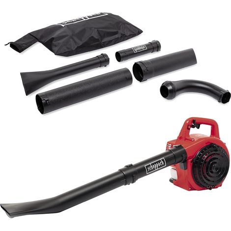 Scheppach Aspirateur Souffleur de feuilles thermique LBH2600P - Moteur 2T de 25,4cm3 - Débit d'air 678 m³/h - Vitesse de l'air 268 km/h - Easy Start - Sac 50L - 4en1 aspire, souffle, broie et ramasse