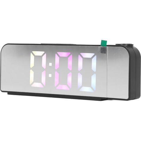 Réveil à projection LED, grand écran, gros caractères, affichage 12h/24h, 3 niveaux de luminosité, idéal pour la chambre ou le bureau. (1/5)
